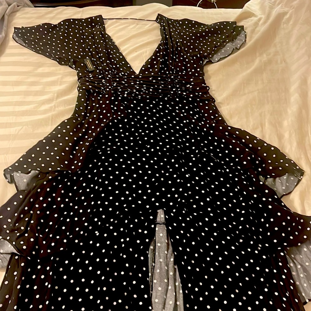 Black with white polka dot maxi dress